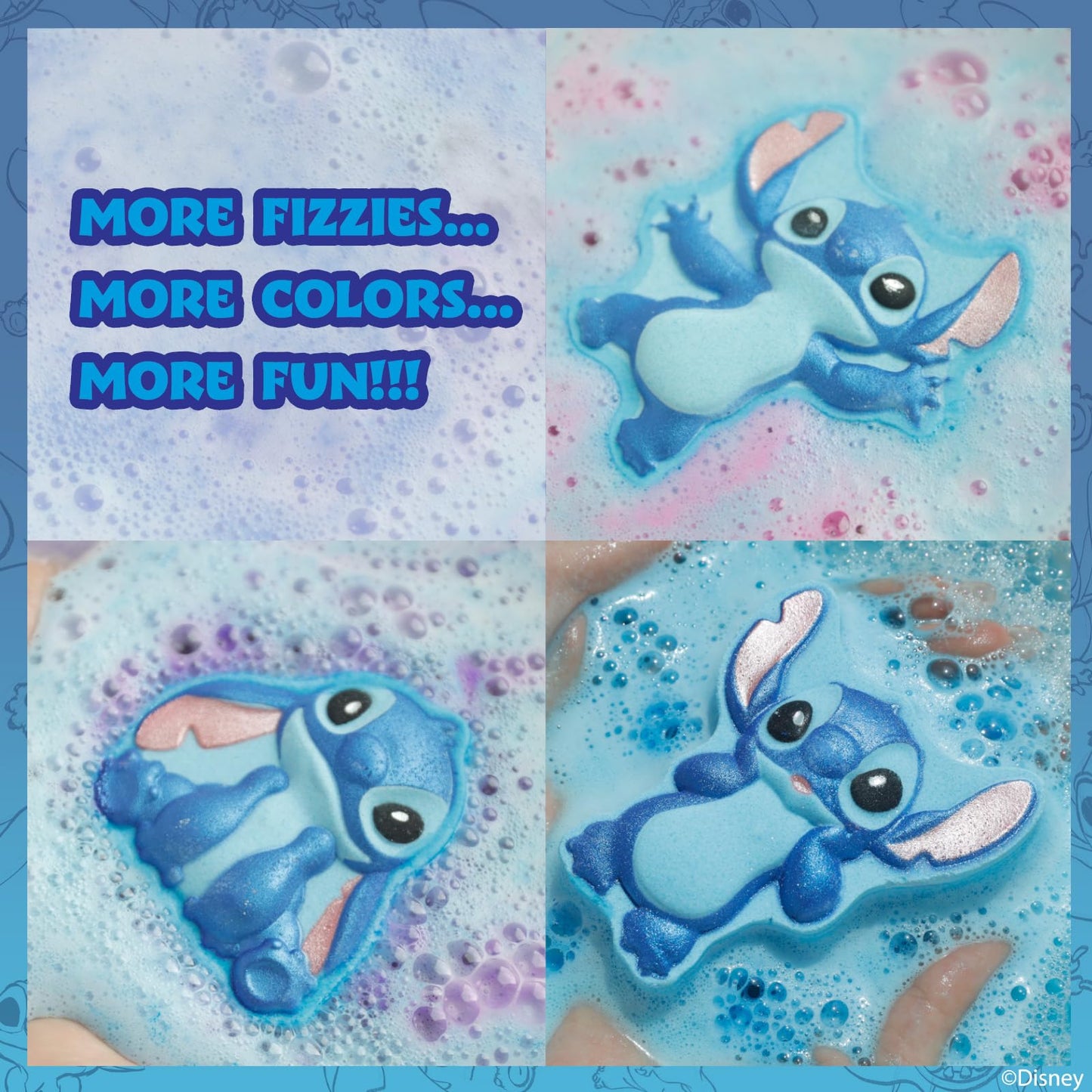 Stitch Bath Bombs for Kids, Fun Bright Rainbow Colors, Raspberry Scented for Kids, Ages 3+, by Townley Girl