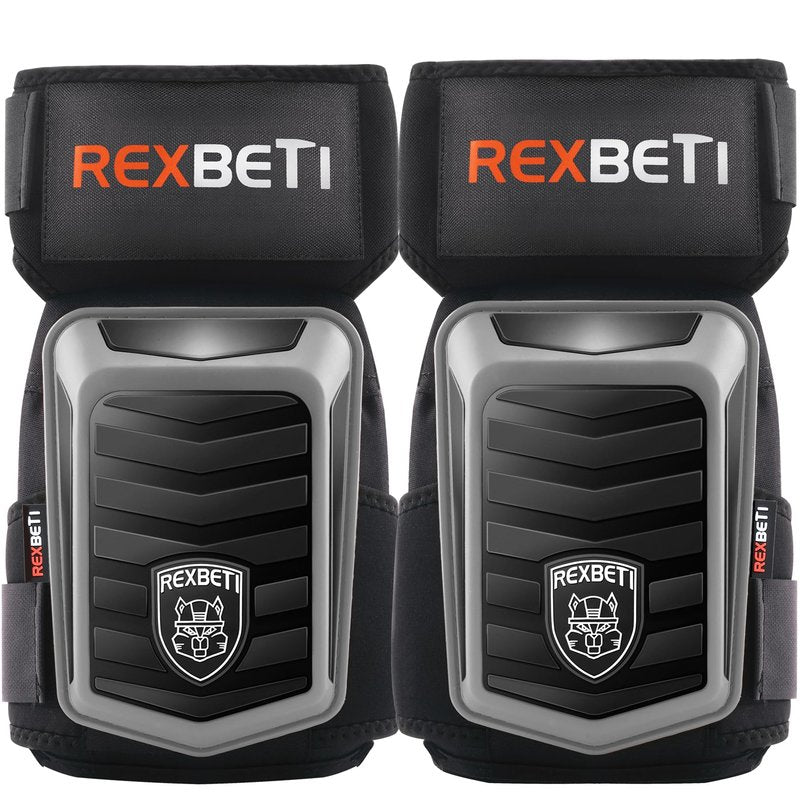 REXBETI New Upgraded Knee Pads for Work, Construction Knee Pads for Men, Heavy Duty Comfortable Anti-Slip Foam Gel Knee Pads for Gardening Flooring and Cleaning, Extra 4 Extension Straps, Gray