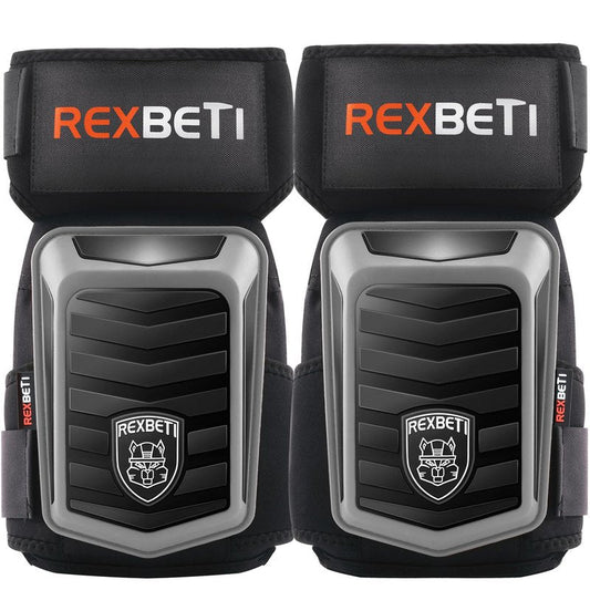 REXBETI New Upgraded Knee Pads for Work, Construction Knee Pads for Men, Heavy Duty Comfortable Anti-Slip Foam Gel Knee Pads for Gardening Flooring and Cleaning, Extra 4 Extension Straps, Gray