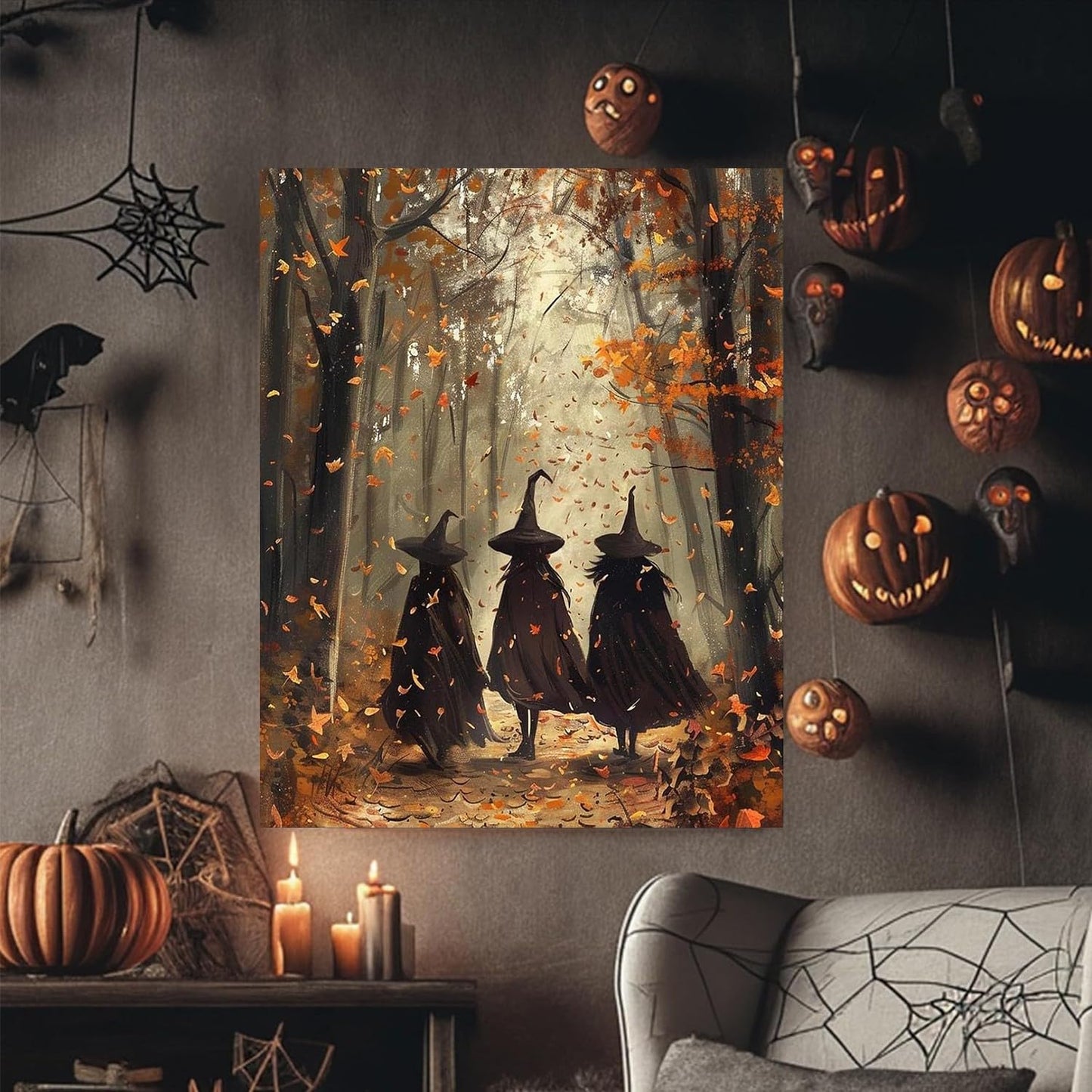 Reivworl Halloween Paint by Numbers Kit for Adults, Witch Paint by Numbers, Adult Paint by Number Kits for Gifts and Home Wall Decor 16x20 Inch