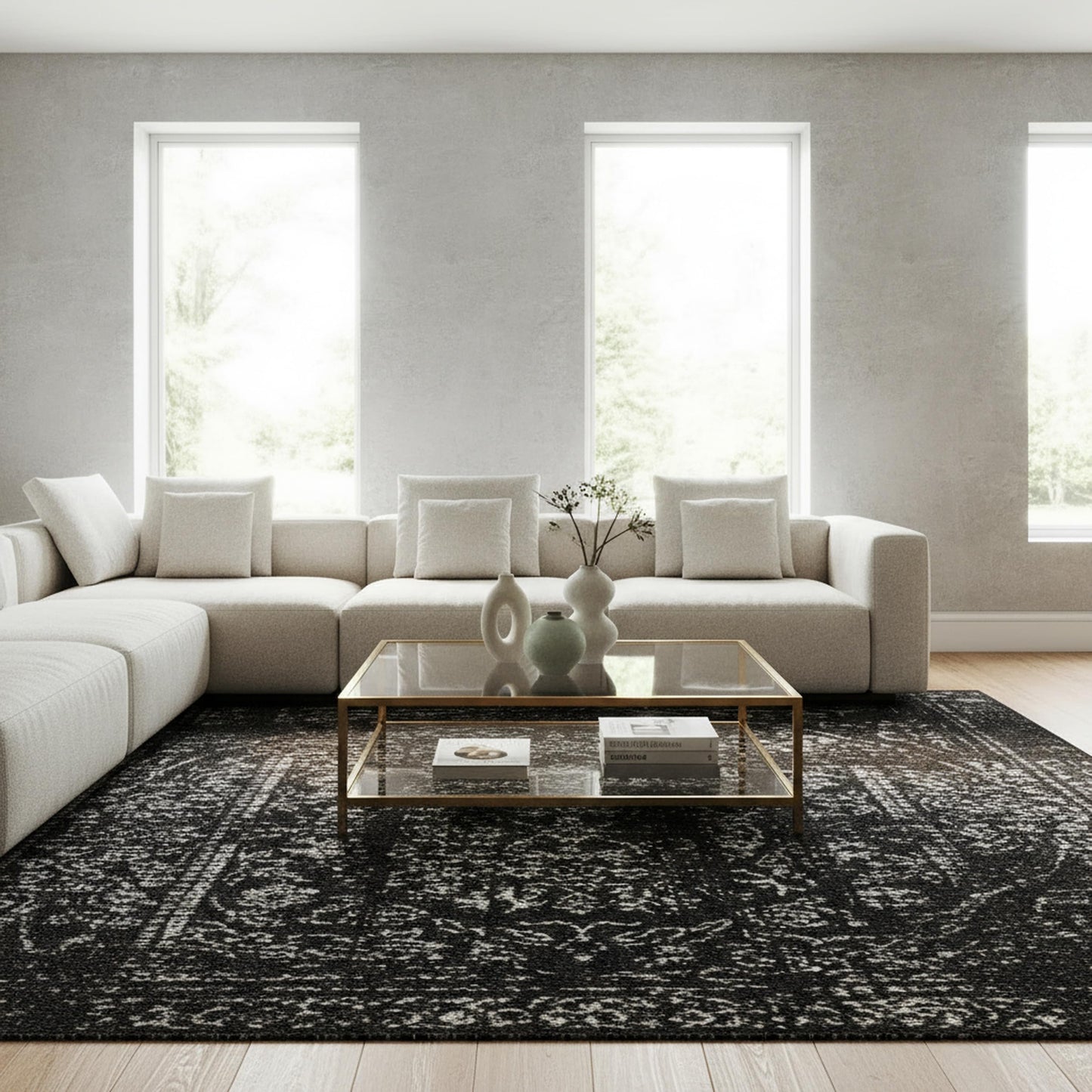 nuLOOM Arlena Vintage Traditional Area Rug - 5x8 Area Rug Modern/Contemporary Black/Grey Rugs for Living Room Bedroom Dining Room Kitchen