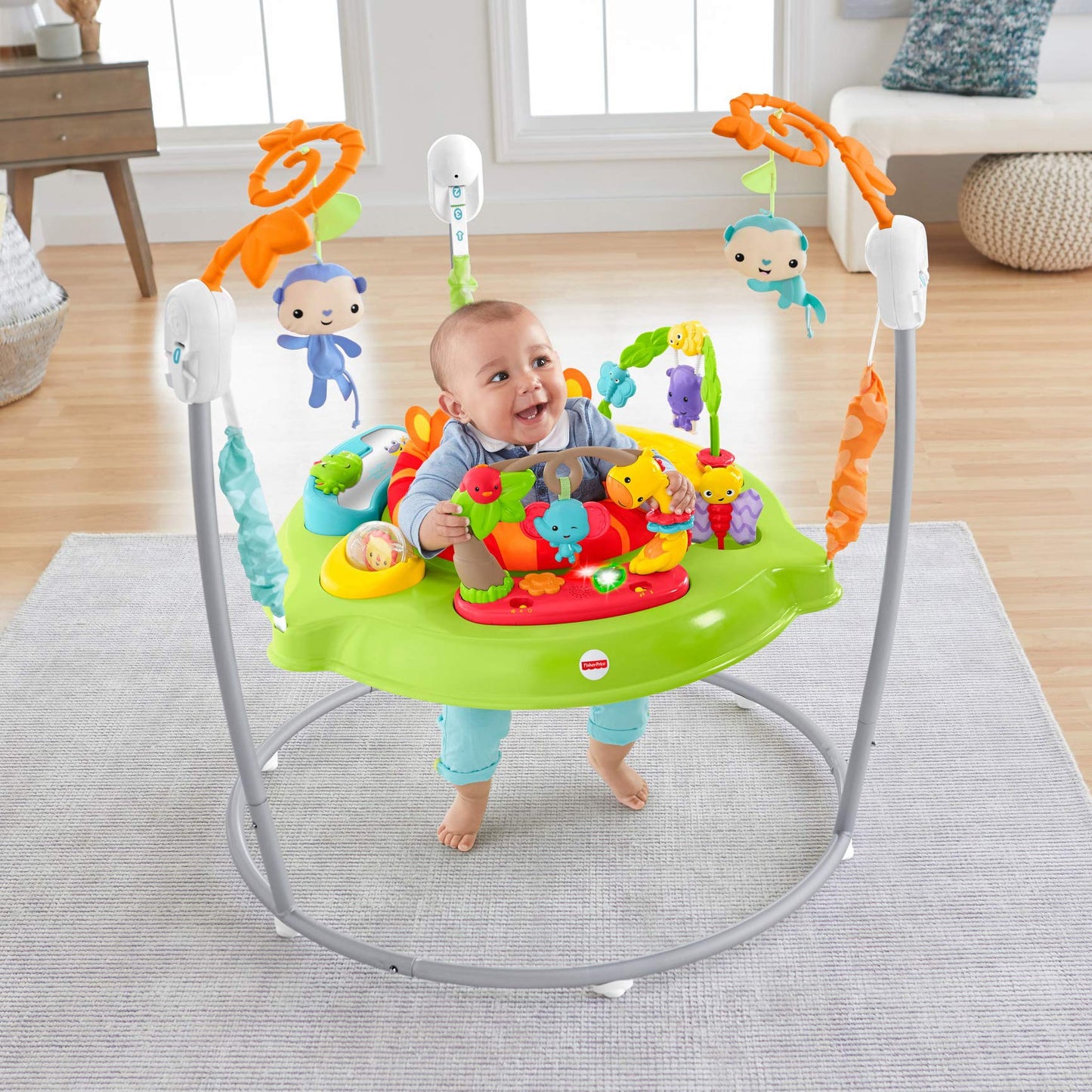 Fisher-Price Baby Bouncer Tiger Time Jumperoo Musical Activity Center with Lights Sounds & Developmental Toys