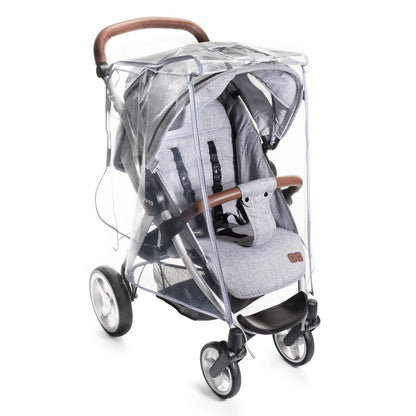 Zamboo Universal Rain Cover for Pushchair and Pram with Zip Opening - Transparent Weather Shield for Stroller and Buggy