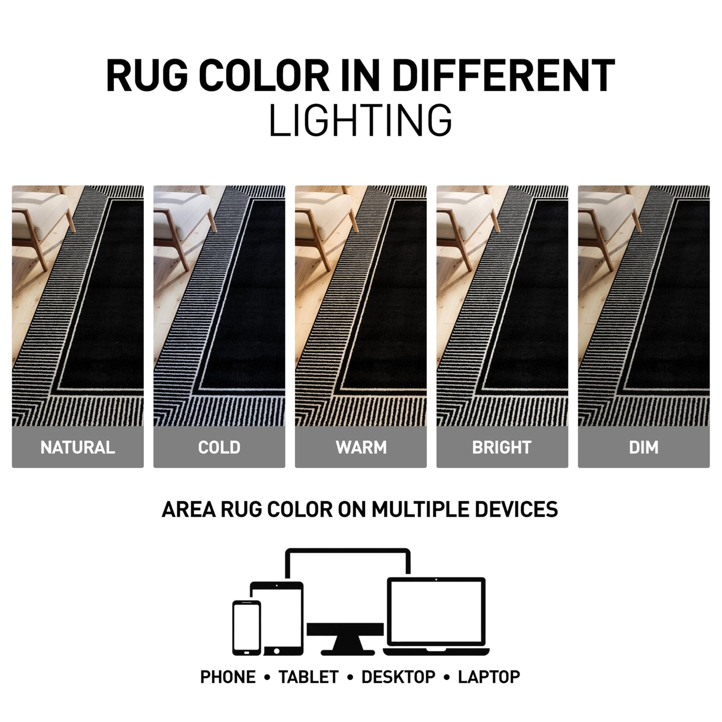 Rugshop Modern Distressed Bordered Indoor Area Rug for Living Room,Bedroom,Kitchen Rug Low Pile Rug with Jute Backing 5' x 7' Black