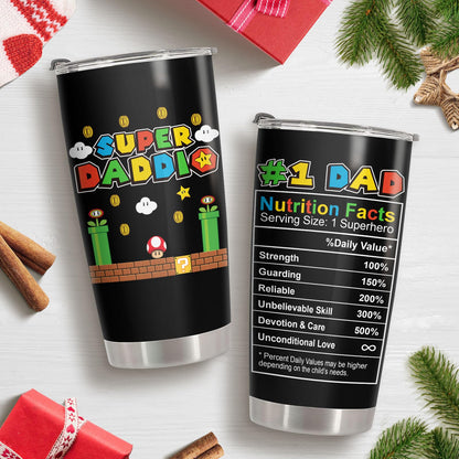 34HD Father Gifts, Daddio Tumbler with Lid 20 oz Stainless Steel, Dad Coffee Mug, Gamer Dad Present, Daddy Birthday Gifts from Daughter, Son, Wife Christmas Gift