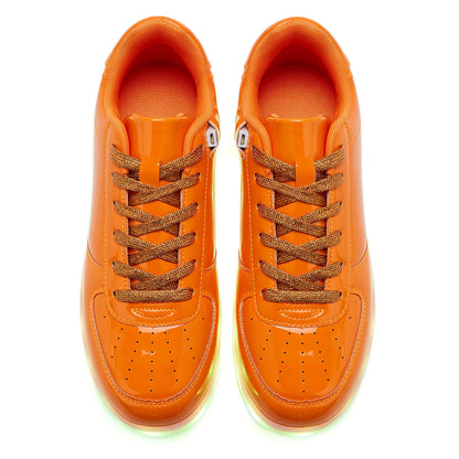 OEKLA Unisex LED Shoes - Fashion Light Up Sneakers, Breathable USB Charging Glowing Luminous LED Shoes for Men Women (Orange, Adult, 12, US Footwear Size System, Medium)