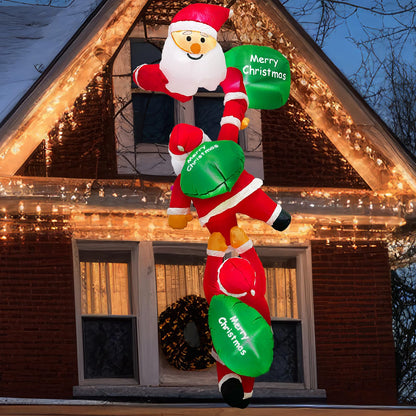 OurWarm 8FT Christmas Inflatables Outdoor Decorations, Climbing Santa Inflatable with Suction Cups, Christmas Blow Up Yard Decor with Built-in LEDs Funny Christmas Inflatable for Outside Window Roof