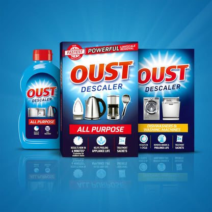 Oust Powerful All Purpose Descaler, Limescale Remover – Ideal for Kettles, Coffee Machines, Irons and Shower Heads, 3 Sachets x 6 (18 Sachets Total)
