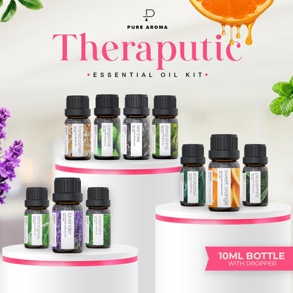 Essential Oils by Ultimate Aroma Top 10 Aromatherapy Oils Gift Set - Lavender/Tea Tree/Eucalyptus/Peppermint/Lemongrass/Sweet Orange/Bergamot/Frankincense/Rosemary/Ylang Ylang (10ml).