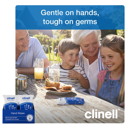Clinell Antimicrobial Hand Wipes Ideal for Travel - 20 Packs of 8 Wipes - Dermatologically Tested, Kills 99.99% of bacteria & viruses