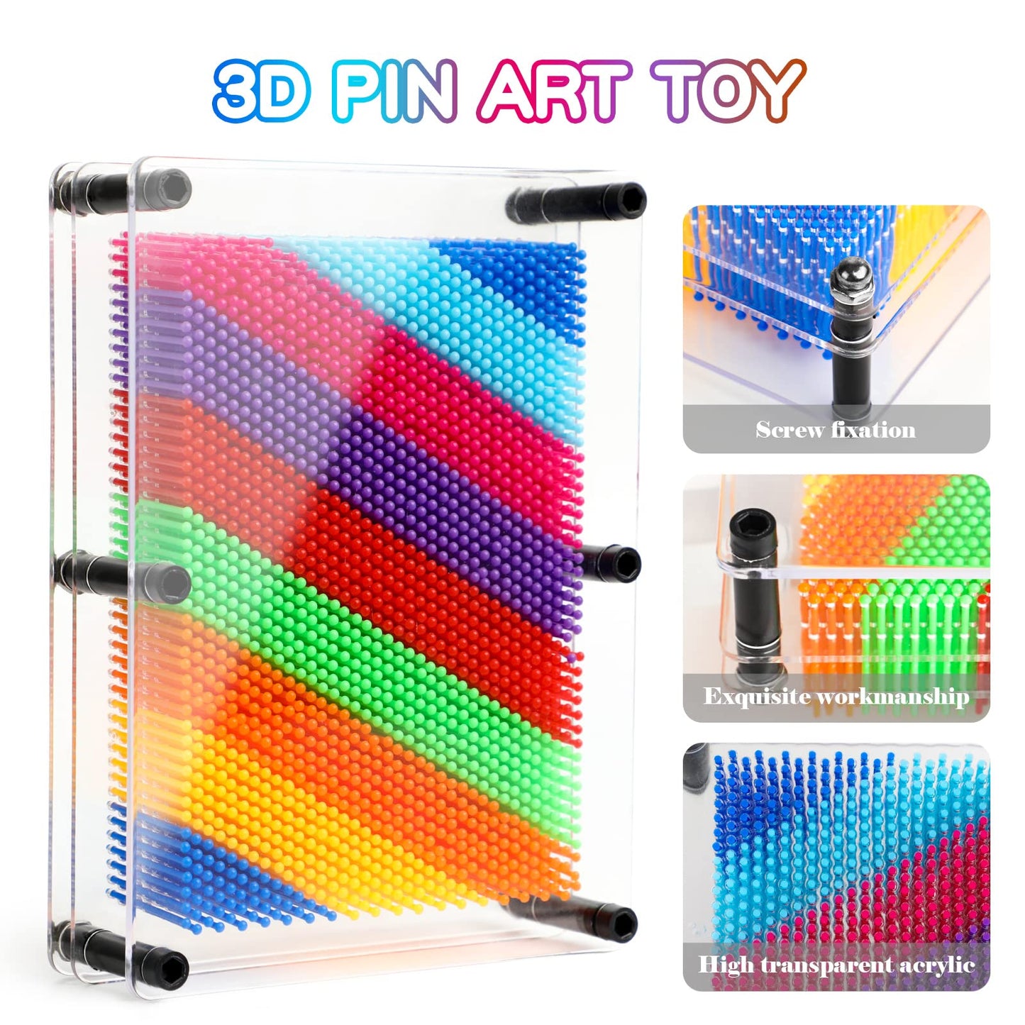 3D Pin Art Sensory Toys for Kids 5-7, Pin Art Board Impression Sensory Toys for Kids with Autism, Autism Gifts for Autistic Children Age 3, 4, 5, 6, 7, 8, 9, 10+ Years Old Boys Girls