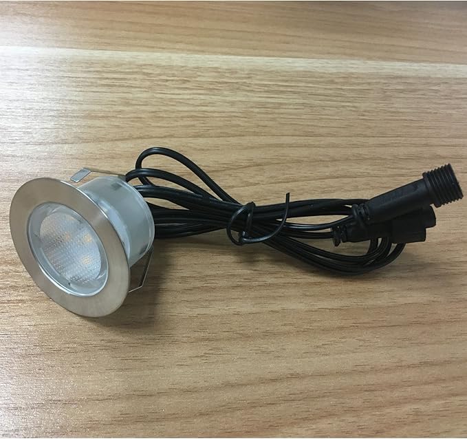 Deck Lights Outdoor Waterproof Low Voltage Lighting Kit Stainless Steel 1W Outdoor Yard Garden Decoration Lamps Landscape Pathway Patio Step Stairs Silver Border(30pcs,Cool White)