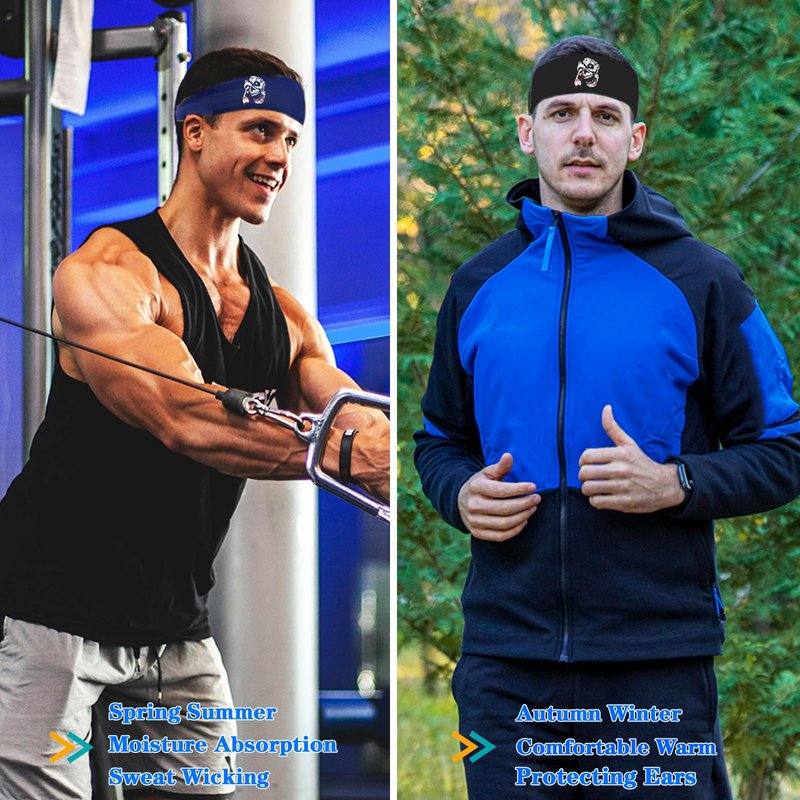 Sweat Band Headbands Men 3 Pcs Sport Sweatbands Headbands for Men Women Skull Workout Cooling Headband Mens Running Headband Head Band Mens Stretchy Hairband Gym Yoga Tennis Athletic