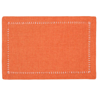 Grelucgo Set of 6 Orange Table Placemats for Halloween Thanksgiving Fall Autumn Holidays, Rectangular 12 by 18 Inch