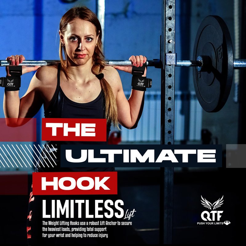 Weight Lifting Hooks Lifting Heavy Duty Deadlift Wrist Straps Men and Women Pull Ups Powerlifting and Gym Workouts grips (Black/Iron-Hooks, Iron-Hooks)