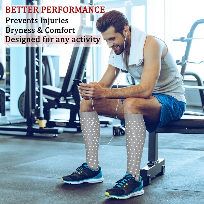 CHARMKING Compression Socks for Women & Men (8 Pairs) 15-20 mmHg Graduated Copper Support Calf Socks are Best for Pregnant, Nurses - Boost Performance, Circulation, Knee High Wide Calf(L/XL, Multi 50)