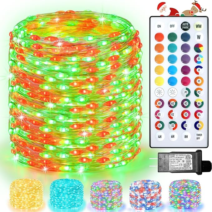 Lovelite 200 LED Christmas Fairy Lights Color Changing, 66 FT 35 Colors String Lights with Remote, Red Green LED Lights for Bedroom Christmas Tree Holiday Wedding Party Indoor Outdoor Decor