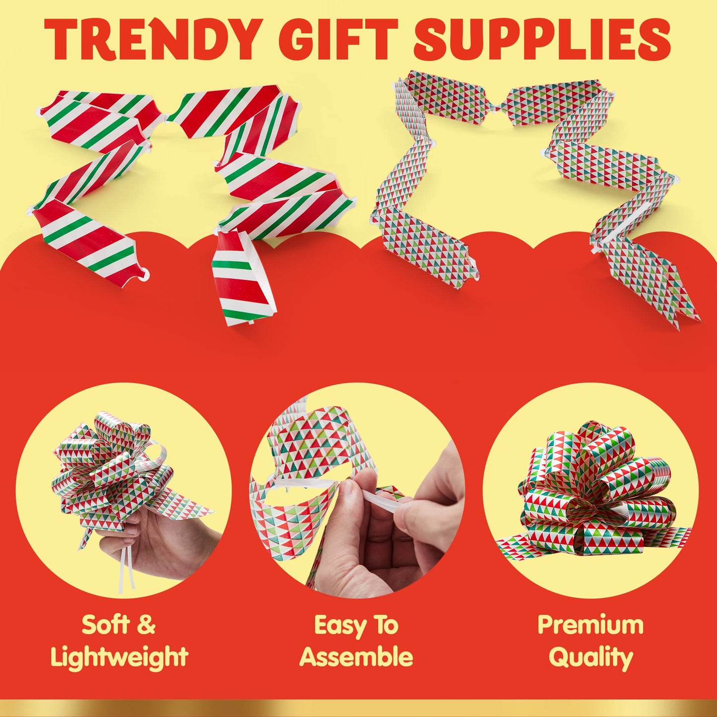 JOYIN 24 PCS Christmas Pull Bows for Gift Wrapping 4.7", Gift Wrap with Ribbon Pull Bows, Easy and Fast Wrapping Accessory for Xmas, Baskets, Wine Bottles, Present, Florist, Bouquet Decoration