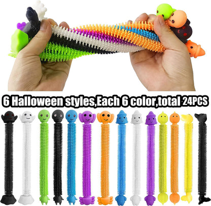 24 Pack Halloween Stretchy Strings Sensory Fidget Toys Pack Great for Kids Students Stress Relief and Anti-Anxiety Toys Assortment Halloween Party Favors (Halloween)
