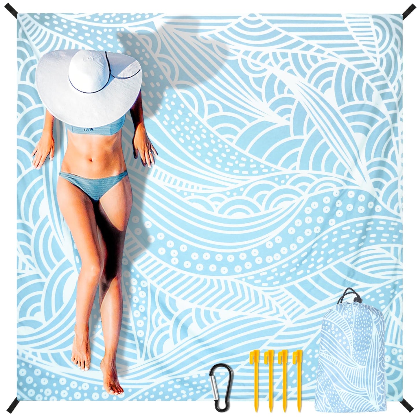 HIHOHO Beach Blanket Waterproof Sandproof Extra Large Beach Mat 79" X 83"/120"x108"for 1-8 Adults Quick Drying Durable Outdoor Picnic Mat for Beach Travel Camping Hiking