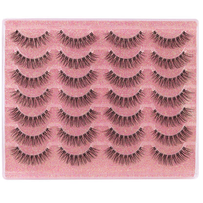 14mm Lashes Natural Look Wispy Eyelashes Faux Mink Lashes Clear Band Short Natural False Lashes Cat Eye Daily Soft Strip Lashes Pack by Kiromiro