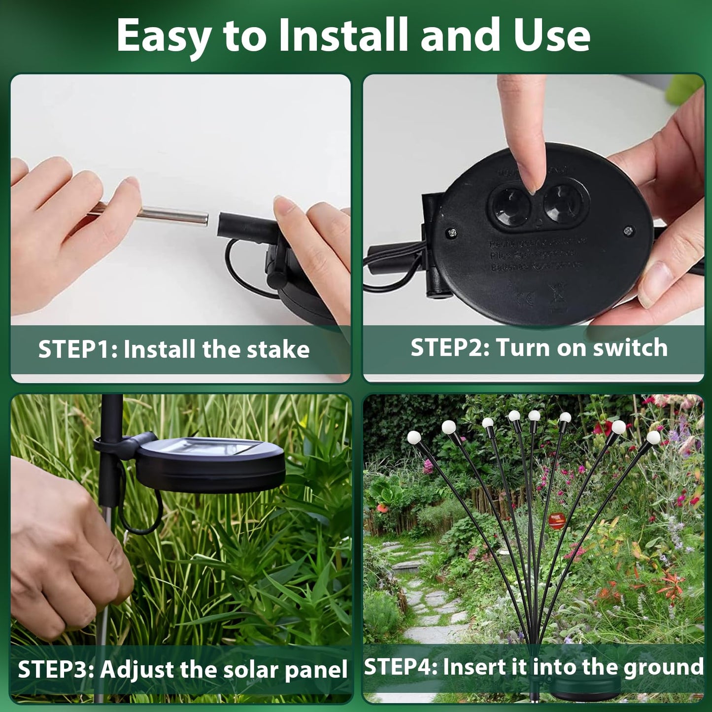 6-Pack Solar Garden Lights, 48 LED Solar Lights Outdoor for Garden Decor, Waterproof Firefly Light Outdoor (Sway by Wind), Swaying Light for Outside Yard Pathway Landscape Decorations (Warm White)