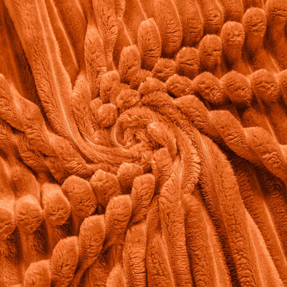 Bnuitland Burnt Orange Flannel Throw (50X71 inches) with Pillow Cover(18×18"),300GSM Super Soft Fleece Stripe Pattern Sofa Blanket, Lightweight Cozy Bed Throw for Home Decor All Season