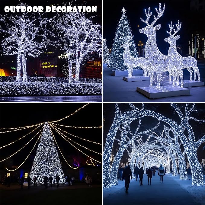Fairy Lights Plug in,400FT 1200LEDs Waterproof Led String Lights,8 Modes Remote Twinkle Light for Outdoor Indoor Christmas Wedding Birthday Garden Party Decorations,Silver Wire,Cool White