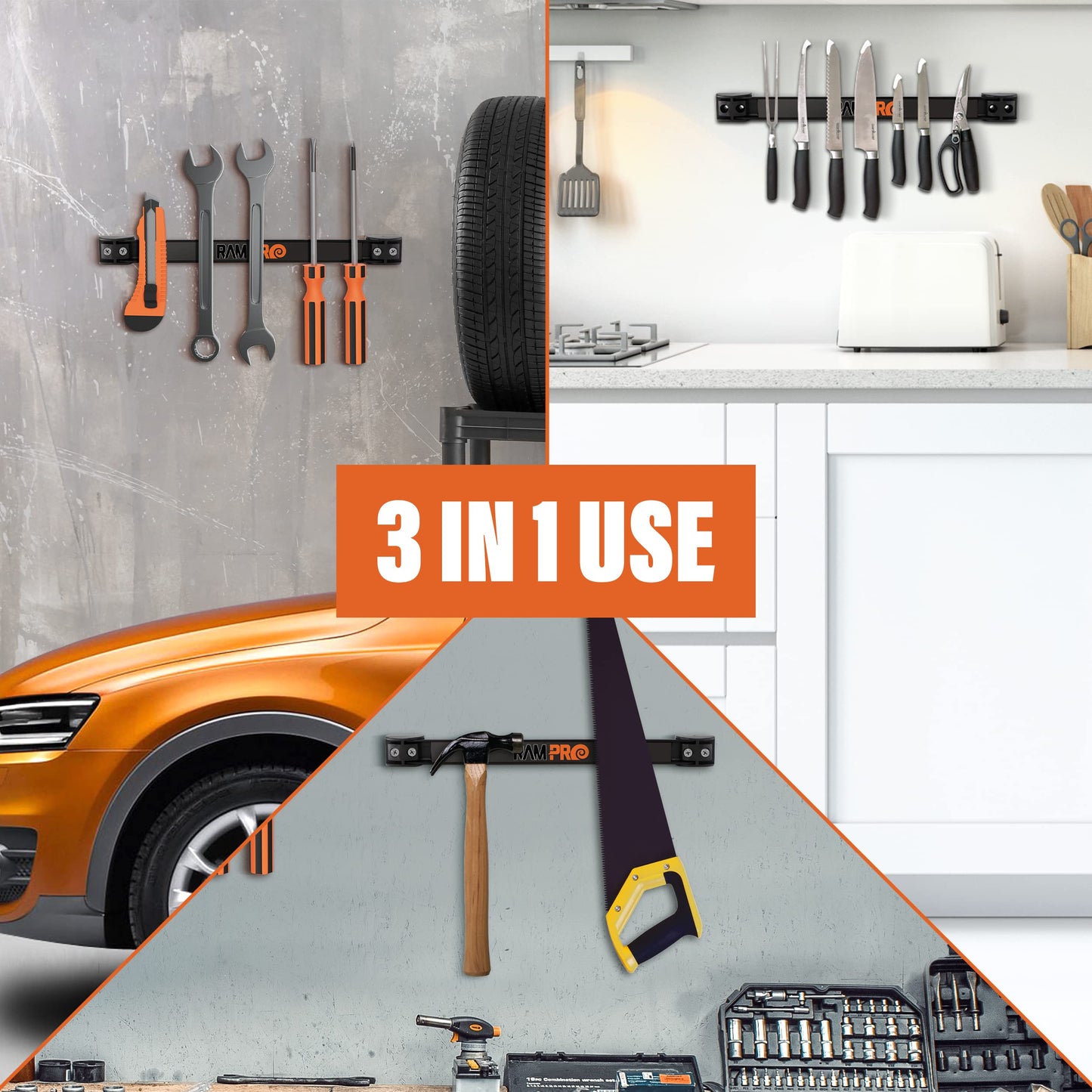 12" Magnetic Tool Holder Strip - A Tool Magnet Bar for Garage Organization, Shop Organization, and Workbench Accessories, Best Father's Day Gift, Easy To Install in Workshop, Mounting Screws Included.