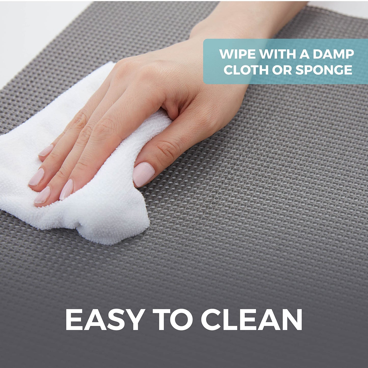 HOME GENIE Shelf Drawer and Cabinet Liner, Durable with Strong Grip, 12 in x 20 FT, Non Adhesive Liners Protect Kitchen Cabinets and Cupboard, Bathroom Drawers and Shelves, Desks, Dots Gray White