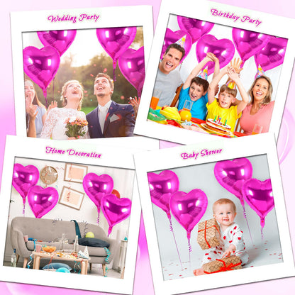 12 Pcs Red Heart Balloons,18 Inch Heart Foil Balloons Love Balloon Valentine Balloon for Birthday Party Wedding Engagement Party Baby Shower Valentine Day Decorations (red)