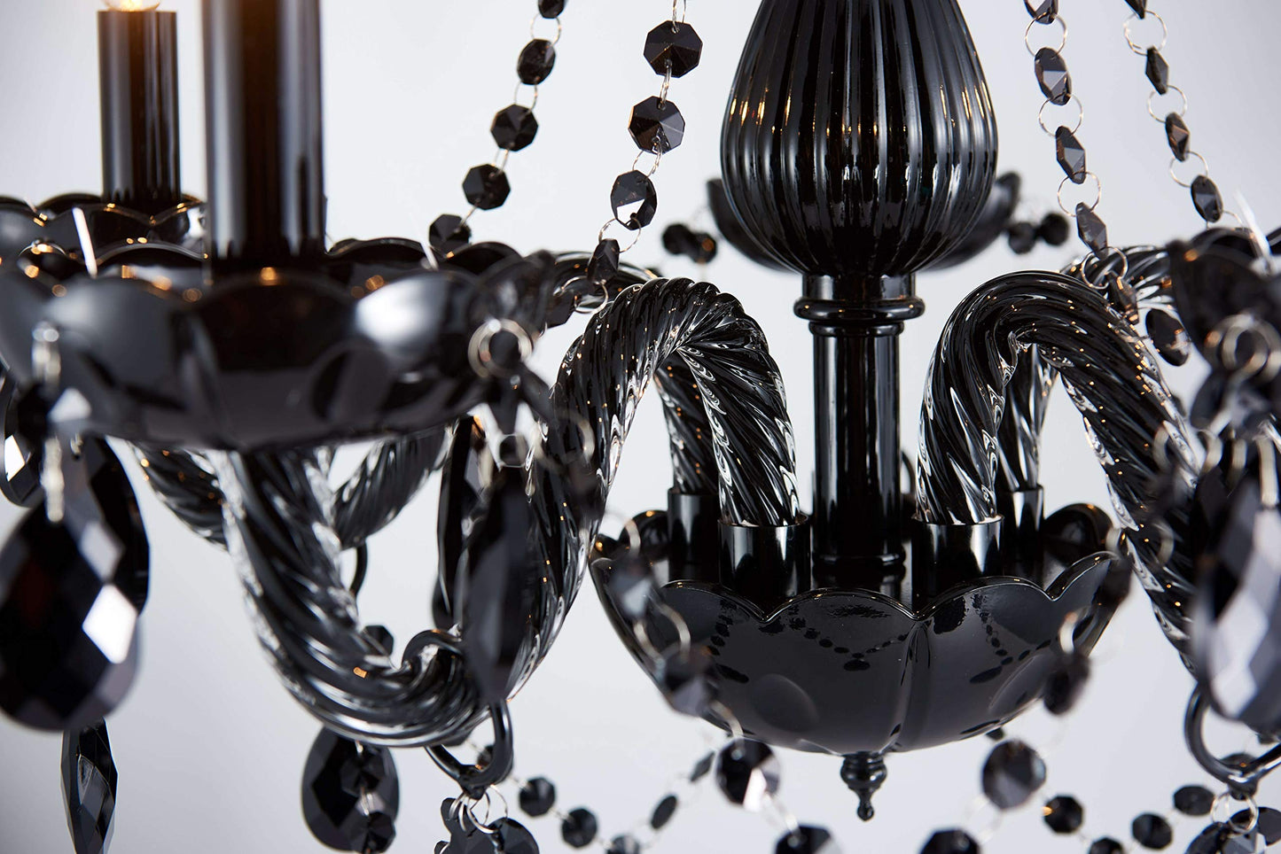 Saint Mossi Modern K9 Crystal Chandelier,Black Chandelier with 5 Lights E12 Base, Modern Pendant Ceiling Lighting Fixture for Dining Room,Bedroom,Living Room, D19 x H19 with Max 59" Adjustable Chain