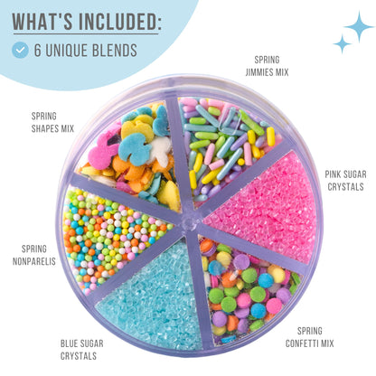 Sweets Indeed Valentines Sprinkles 6-Cell Jar | Heart Sprinkles, Red White Pink Jimmies & Sanding Sugar | Baking & Decorating | 6.45 ounces