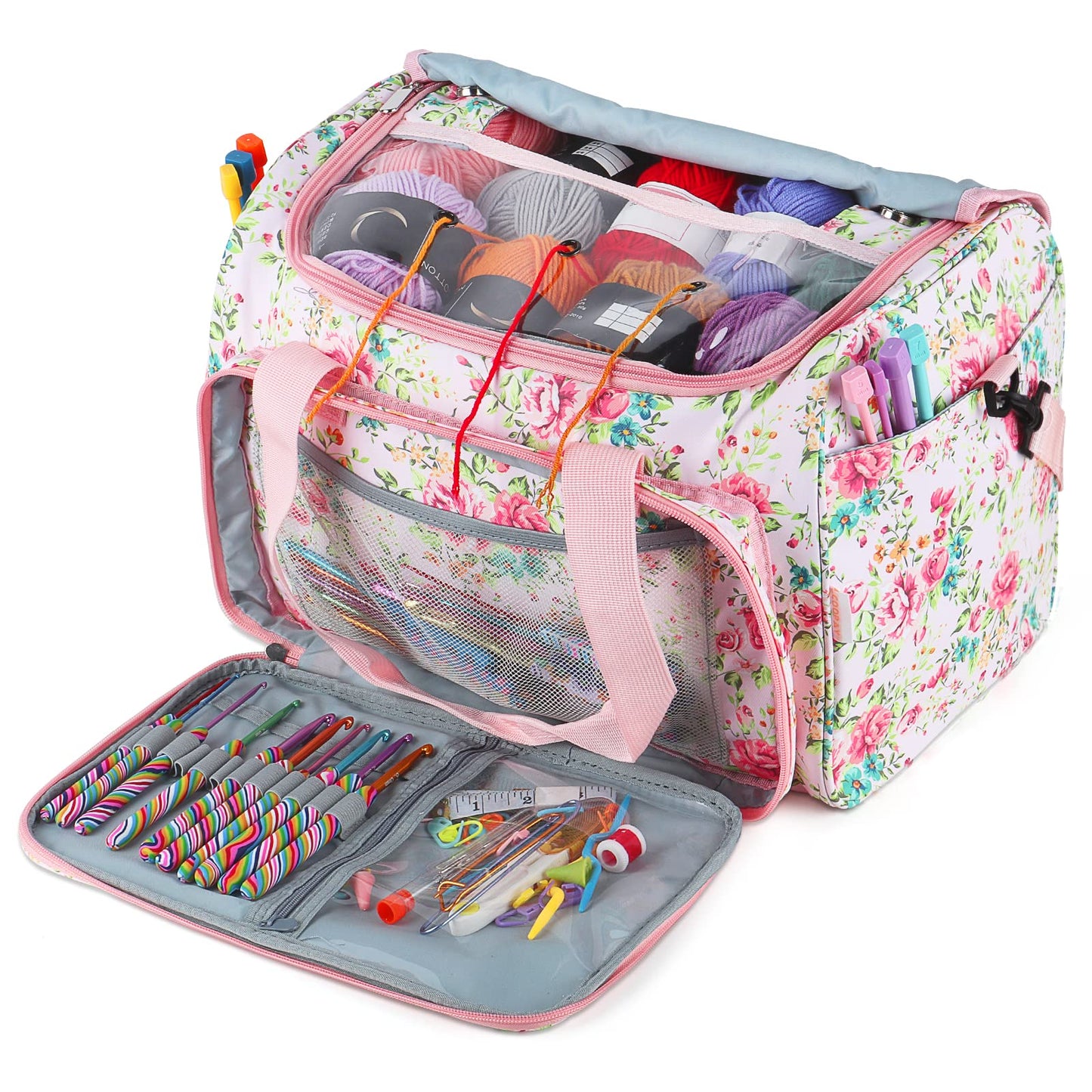 Coopay Knitting Bags and Knitting Organizers Large, Knitting Bag Extra Large Craft Bags With Compartments, Yarn Storage Organiser UK, Women Travel Crochet Bags for Wool and Hooks, Knitter's Gift