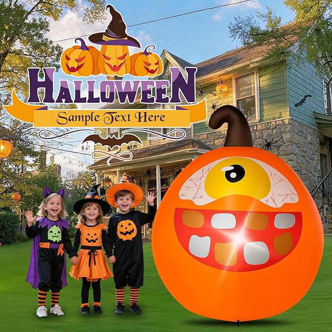 Halloween Inflatables Pumpkin Decorations Outdoor - 4 FT Inflatable Pumpkins for Yard Blow up Cute Blow up with LED Build-in for Garden Lawn Indoor Party Decor