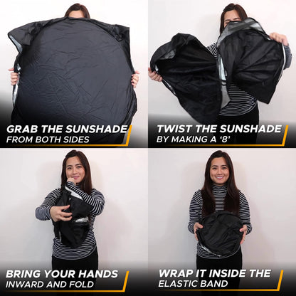 EcoNour Truck Windshield Sun Shade with Storage Pouch - Reflective 240T Material Truck Windshield Cover - Foldable Sun Shield UV Dashboard Protection from Sun Heat | X-Large (69 x 35 inches)