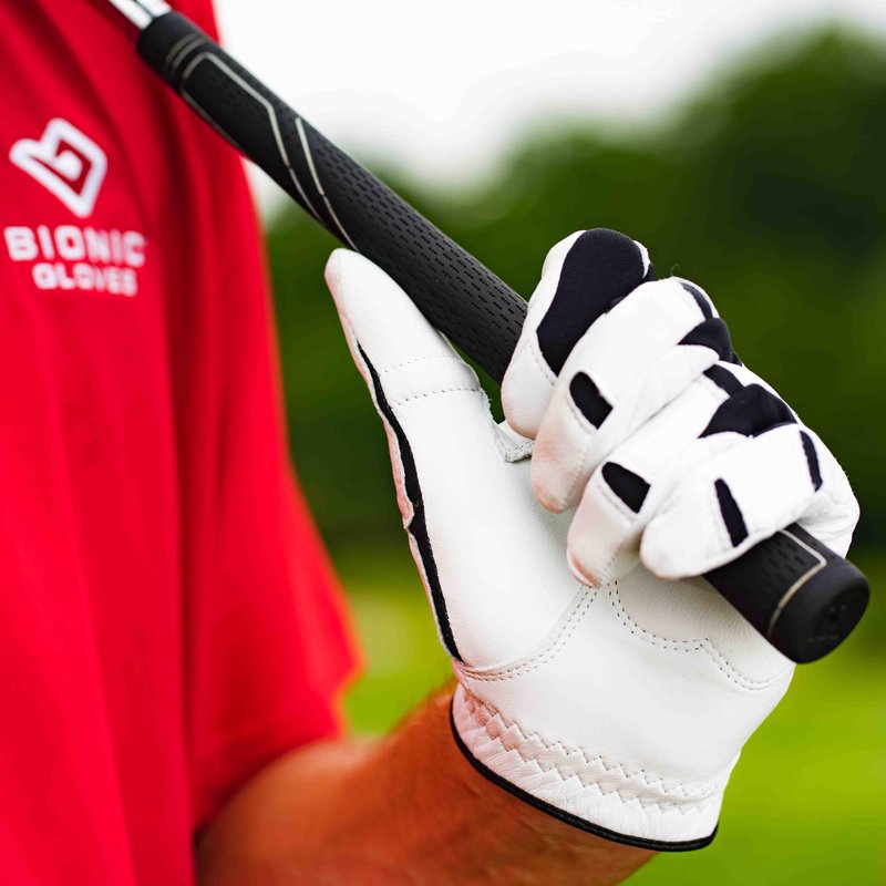 Bionic Men's StableGrip with NaturalFit 2.0 Golf Glove with Dual Expansion Thumb for Best Fit - Premium Cabretta Leather… (White, Medium, Right)
