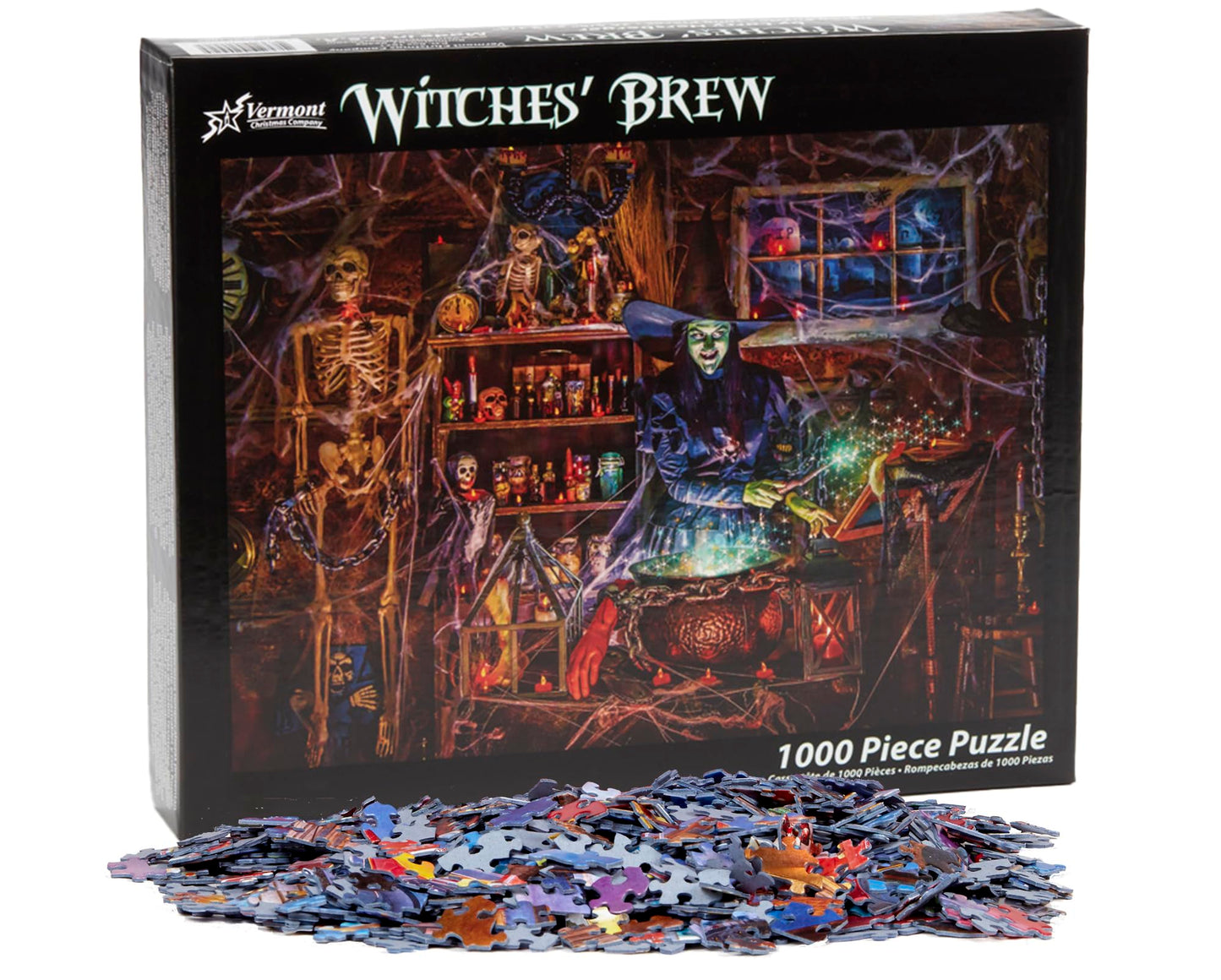 Vermont Christmas Company Witches' Brew Jigsaw Puzzle - 1000 Piece Halloween Puzzles for Adults with Randomly Shaped Pieces - Fully Interlocking Halloween Puzzles 1000 Pieces (26 5/8" x 19 1/4")