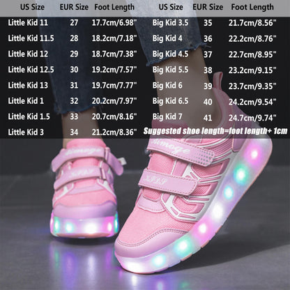 AIkuass Roller Shoes Sneakers LED Light Up Rechargeable Wheel Shoes As Gift for Girls Women