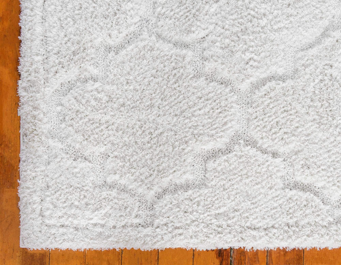Unique Loom Trellis Shag Collection Plush Geometric Modern Moroccan Lattice Ivory Area Rug (5' 0 x 8' 0)