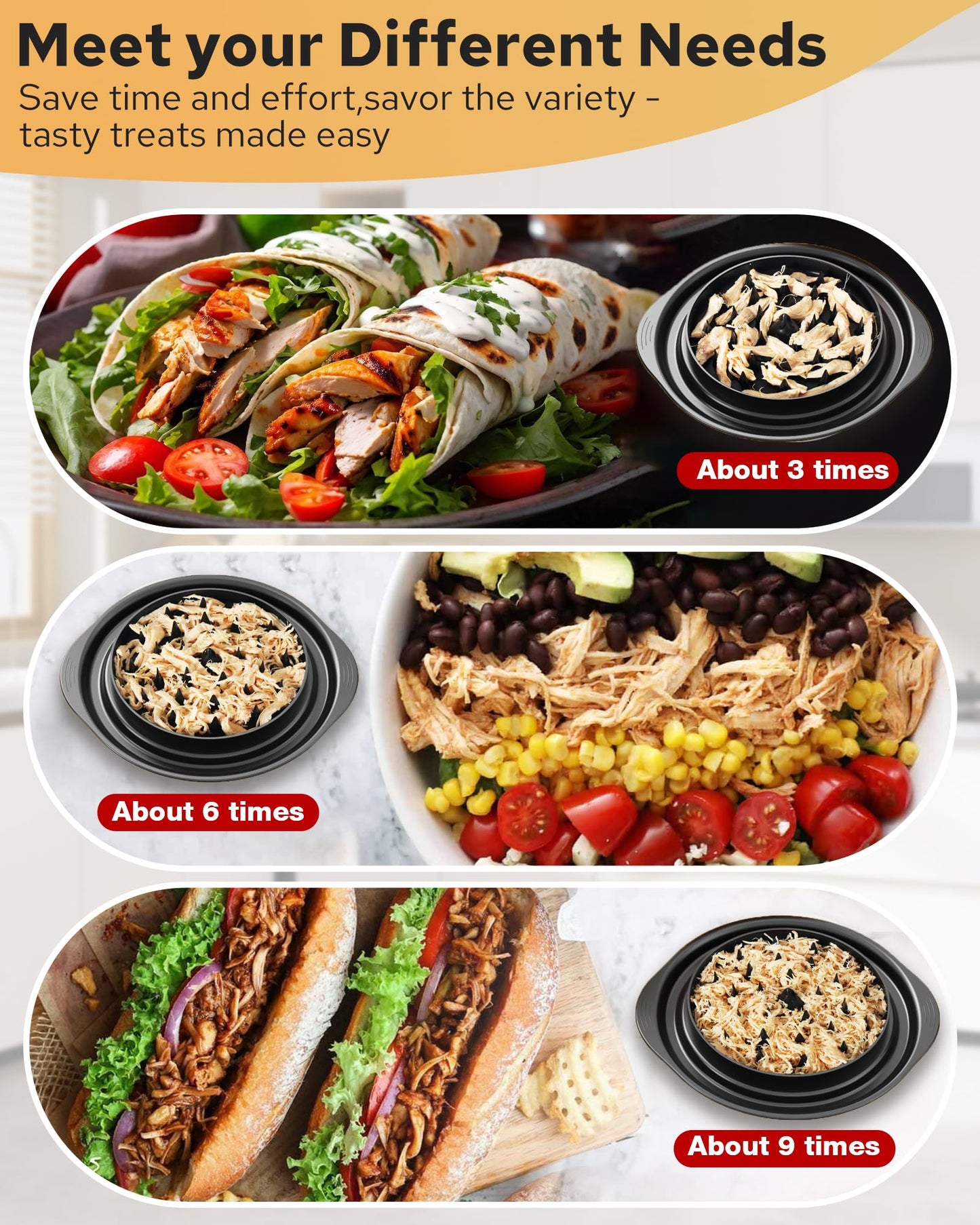 AveFare Large Chicken Shredder, Heavy Duty Highly Durable Chicken Shredder Tool Twist, Meat Shredder Machine, BPA Free, Strong Anti-Slip, Dishwasher Safe, Suitable for Pork Beef Chicken