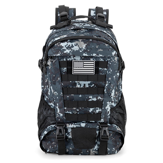Jueachy Tactical Backpack for Men Hiking Day Pack Molle Military Rucksack Waterproof 30L EDC Bag with USA Flag Patch Black Digital Camo