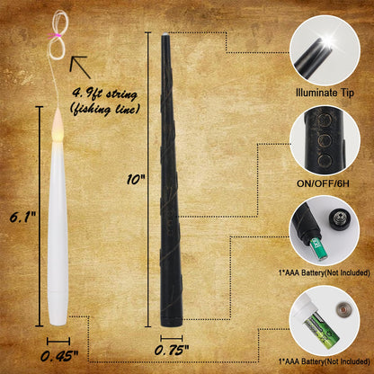 DRomance 22pcs Floating Flameless Candles with Wand Remote and Timer, Battery Operated Magic Hanging LED Flickering Window Taper Candles Warm Light Halloween Lights Decoration(0.45" x 6.1")