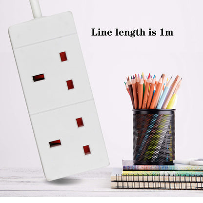 ExtraStar 2 Way Extension Lead, 13A Fused UK Plug Extension Socket, 1M Extension Cable Power Strip - White
