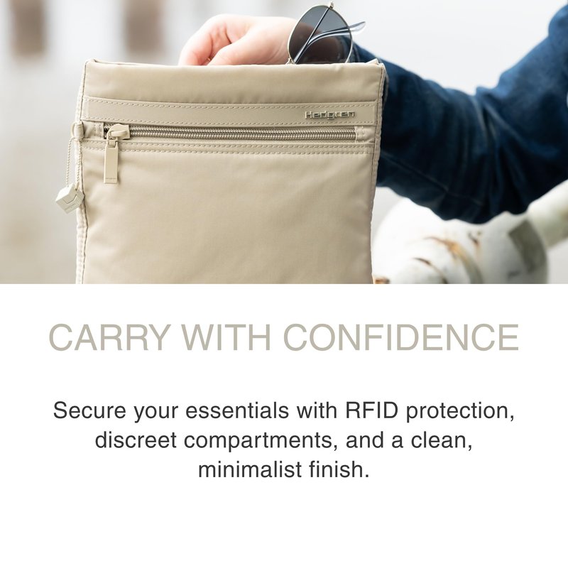 Hedgren LEONCE Crossbody Bag - RFID Protection, Zip Lock, Pen & Slip Pockets, Water-Repellent, 0.92L - Black