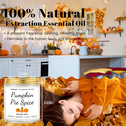 Homsolver Fall Candles, Pumpkin Cinnamon Spice Candle, Fall Candles Decorations for Home Gifts for Women Pumpkin Pie Spice Scented Candle Gifts