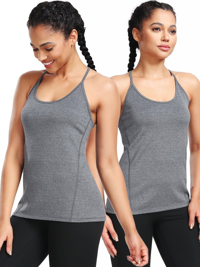 NELEUS Women's Running Tank Tops Racerback Athletic Workout Yoga Shirts,3 Pack,Black/Grey/White,US XL,EU 2XL