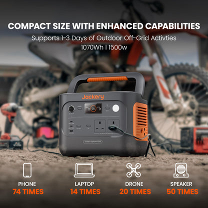Jackery Explorer 1000 v2 Portable Power Station(2024 New),1070Wh LiFePO4 Battery,1500W AC/100W USB-C Output, 1 Hr Fast Charge, Solar Generator for Outdoor Camping,Off-grid Living,RV,Emergency