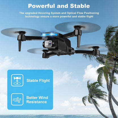 Drone with 1080P Camera - Foldable Remote Control Quadcopter with Voice Gesture Control, 3D Flip, One Key Start, Emergency Stop, 2 Batteries, Easier to use, Toy for Adults Beginners, Black