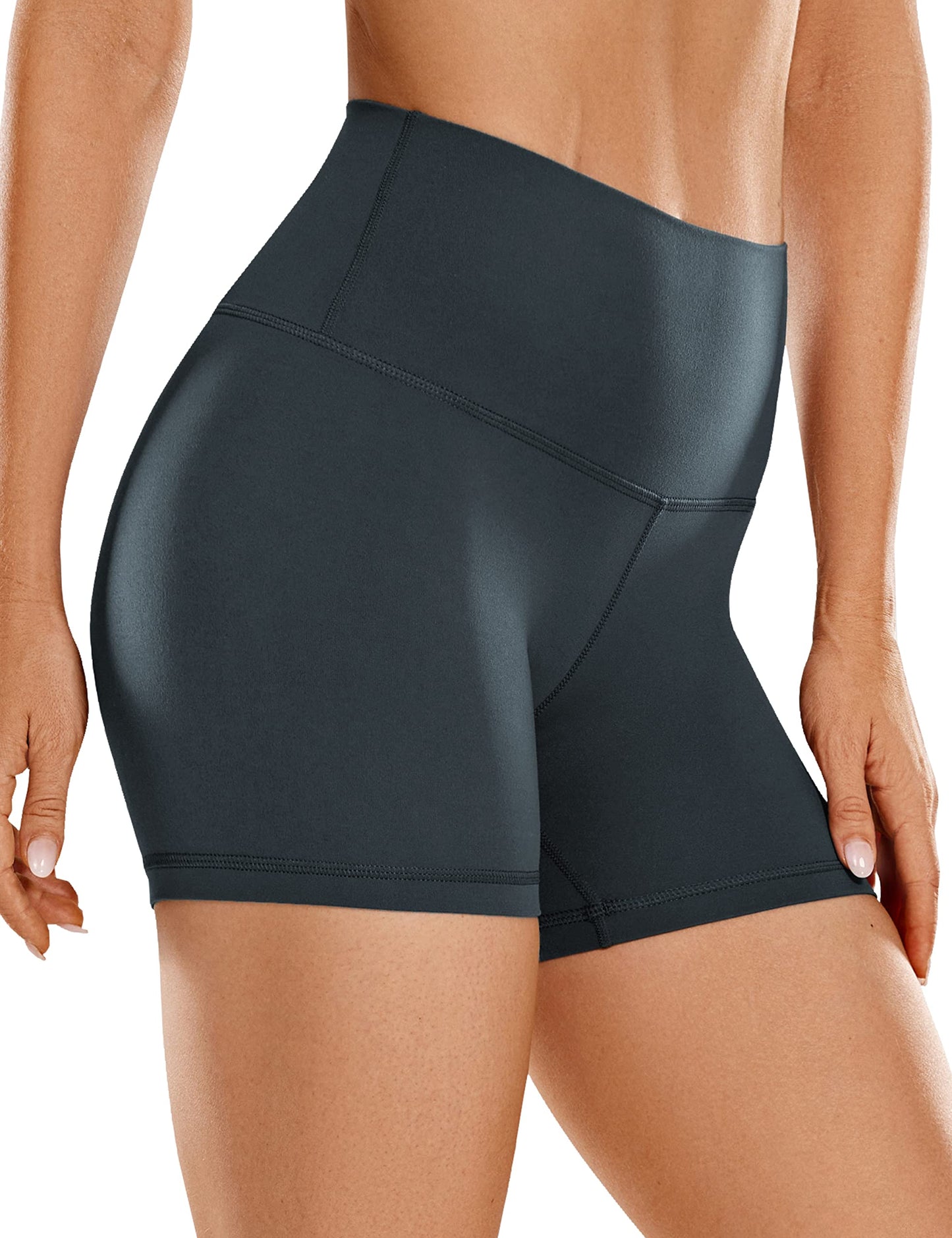 CRZ YOGA Butterluxe Biker Shorts 4'' - High Waisted Booty Workout Volleyball Yoga Womens Spandex Dark Green Small